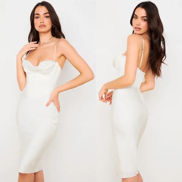 House of CB Myrna Ivory‎ Corset Slip Dress white NWOT Size L - Image 2