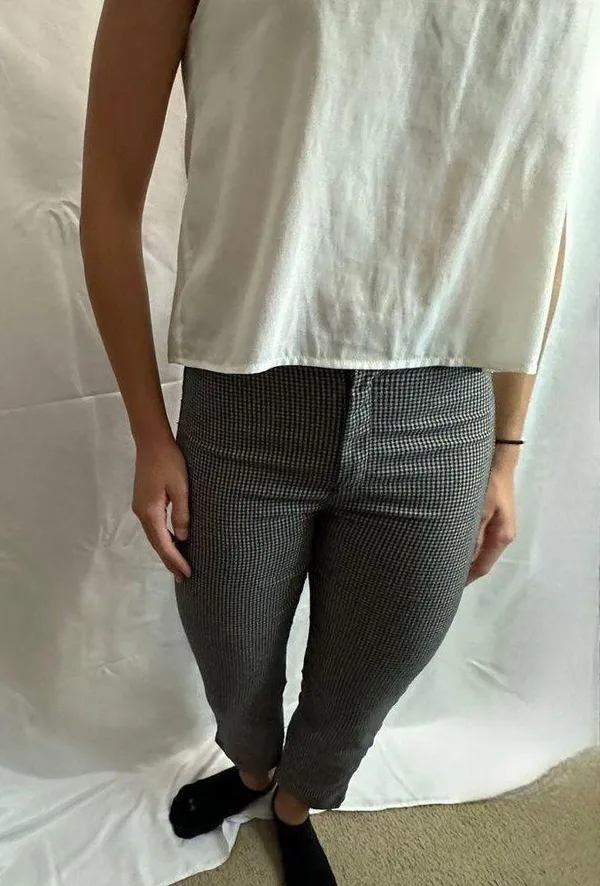 Brandy Melville Vintage Woven Gingham Tilden Pants - Grey - Image 5