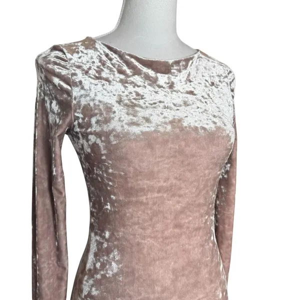 Philo Crushed Velvet Dress Long Sleeve Size XS/S Whimsical Y2K Evening Feminine - Image 3