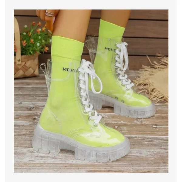 NEW Crystal Clear Boots Platform Lace Up Transparent 7 - Image 7