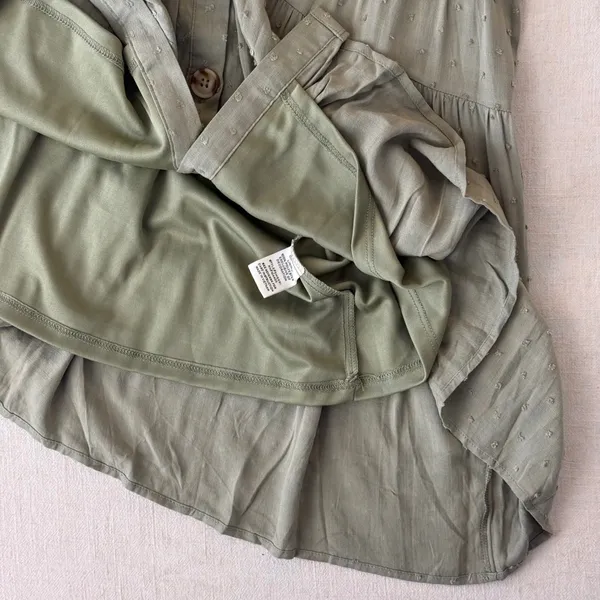 Altar'd State Light Olive‎ Swiss Dot Button Front Mini Dress Boho M nwt - Image 12