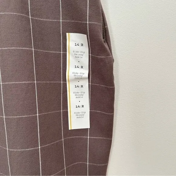 A New Day Brown White Ankle Pants 14R High Rise Stretch NWT work career dress - Image 2