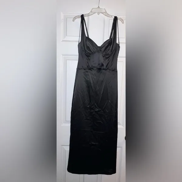 Zara Corsetry-Inspired Midi Dress in Black Size XS New with tag - Image 10