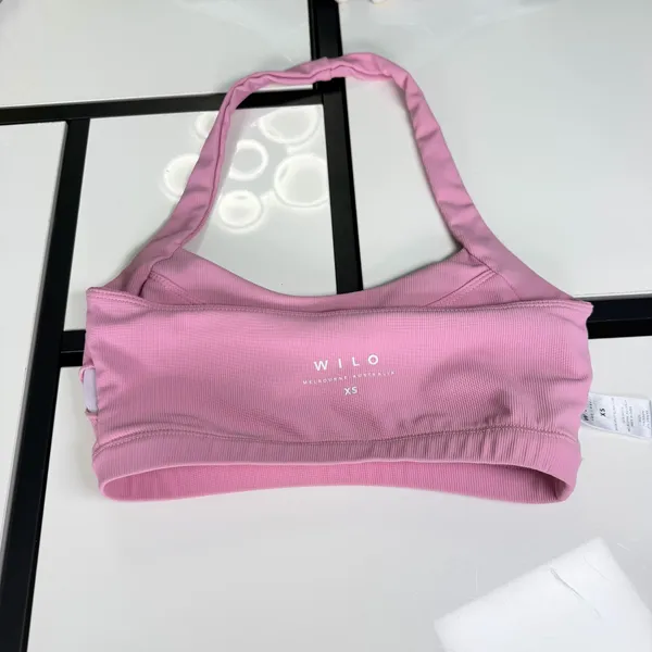 WILO The Label Pink Ribbed Halter Crop Top / Sports Bra - Size XS 🌸✨ - Image 7