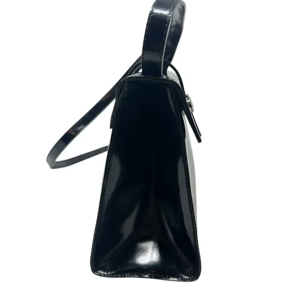 Furla Vintage‎ Shoulder Bag Purse PVC Vinyl Silver Buckle Black - Image 4