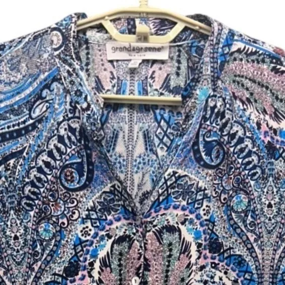 Womens Paisley Tunic Top Blue‎ Medium Blue - Image 3