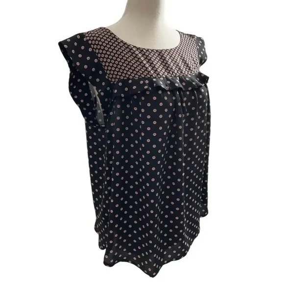 Loft Women Size Medium Polka Dot Sleeveless Shirt Top 2-472P - Image 2