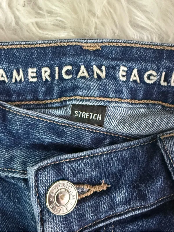 American Eagle Mom Straight Jeans Size 0 Regular Medium Wash Stretch - Image 4