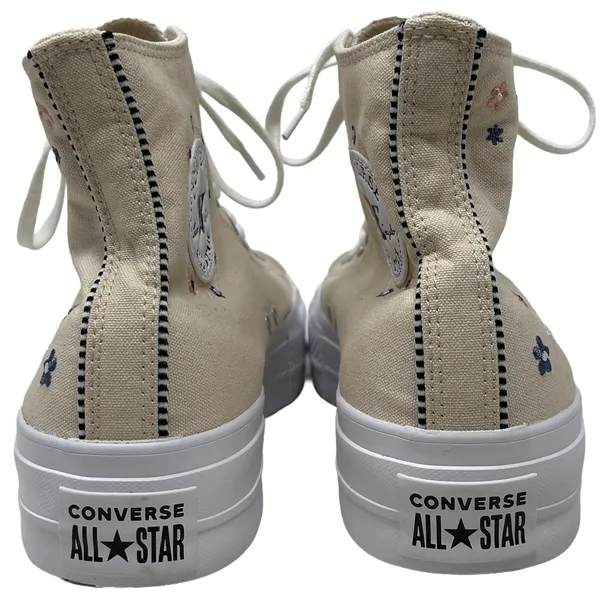 Converse Chuck Taylor Platform Beige Tan Embroidered Floral Flower Womens 11 - Image 5