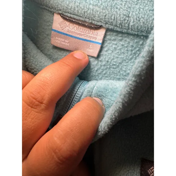 Columbia Womens Light Blue Full Zip Fleece Jacket Mock Neck Small S 7/8 - Image 3