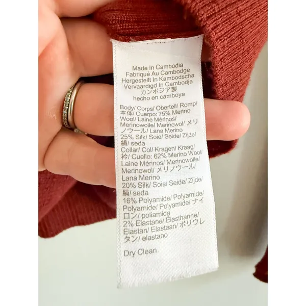 Madewell | NWT Double Layered Crewneck in Merino-Silk Blend Deep Rust | Sz M - Image 7