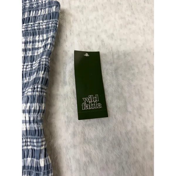 Wild Fable Slate Blue Plaid Smocked Ruffle Mini Dress Large‎ NWT - Image 2