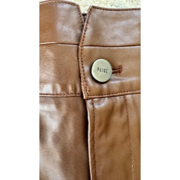 Paige‎ High Rise Pleated Mayslie Jogger Pants, Faux Leather Cognac, Size 10, NEW - Image 8