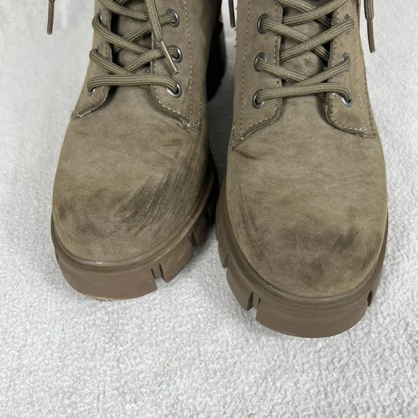 MIA Terrie Lace Up Combat Boot Olive Green Women’s 7.5 Chunky Heel Ankle Boot - Image 7
