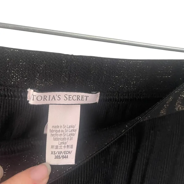 Victoria's Secret Women's Size XS Black Thermal Black Gold Loungewear Leggings‎ - Image 5