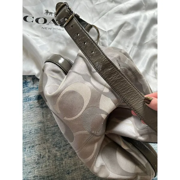 Coach Silver Gray Penelope Optic Jacquard C Monogram Hobo Shoulder Bag F17476 - Image 10