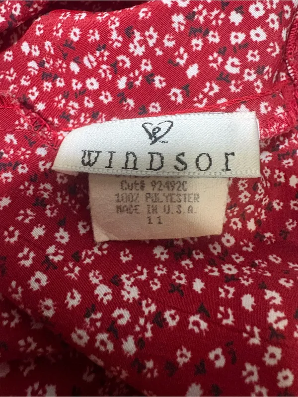 WINDSOR Vintage Red Floral Printed A-Line Skirt - Image 4