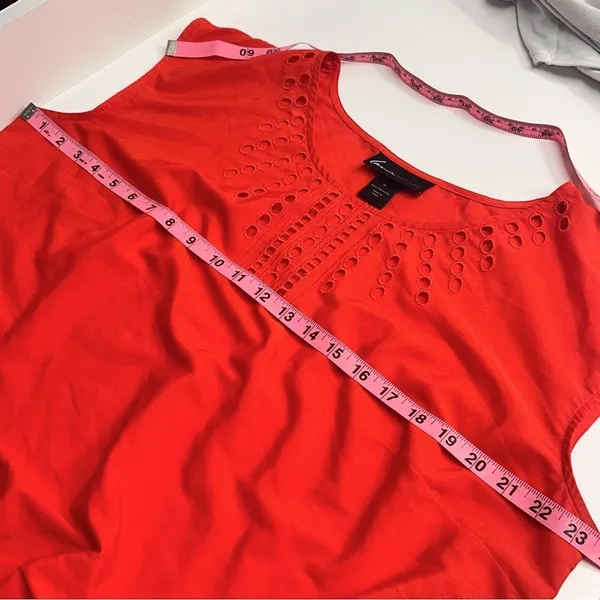 Imperfect‎ Lane Bryant top short sleeved size 14 eyelet tie front tassel top - Image 8