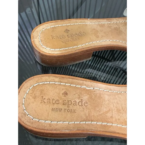 Kate Spade New York Brie Sandals Women’s 8.5 M White Leather Gold Chain Fringe - Image 11