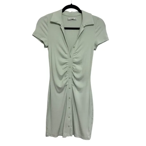 Abercrombie & Fitch Button Down Ribbed Fitted Polo Dress in Green - Size XS - Image 5