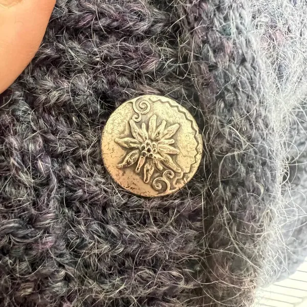 ALPS APPAREL VINTAGE M Mohair Wool Knit Button Front Sweater Cardigan Gray 90s - Image 6