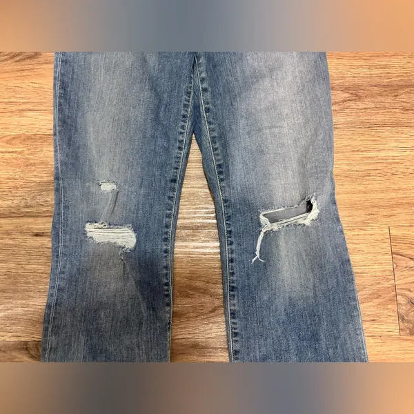 Lucky Brand Blue Distressed Straight Leg Jeans - Image 4