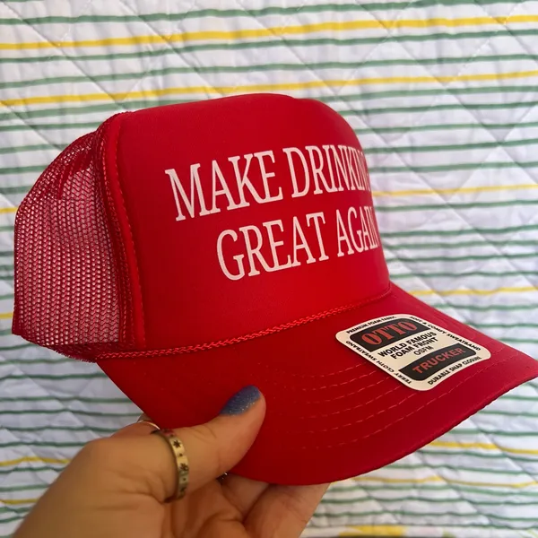 Make drinking great again trucker hat Red - Image 2