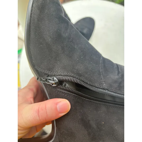Aerosoles Womens Black Suede Ruched Ankle Boots‎ Low Heel Size 10 Heelrest Zip - Image 15