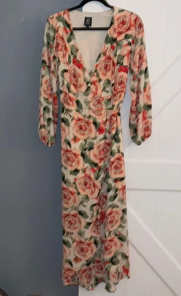 Bobeau Floral Print Maxi Wrap Dress Size XS - Image 3
