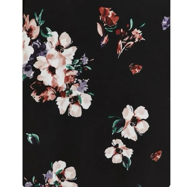 Torrid Pink Floral Studio Knit Short Tie Sleeve‎ V Neck Dress Size 1X - Image 6