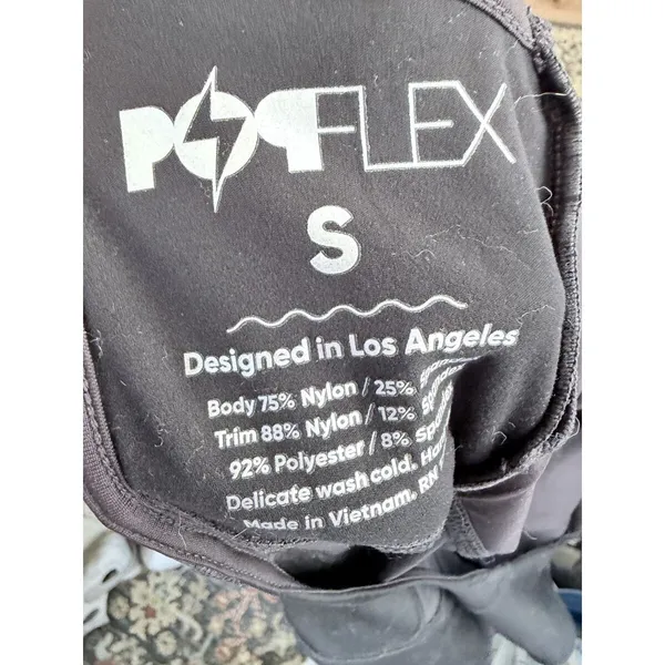 POPFLEX Black Activewear Romper Mesh Panel Athletic Onesie S - Image 5