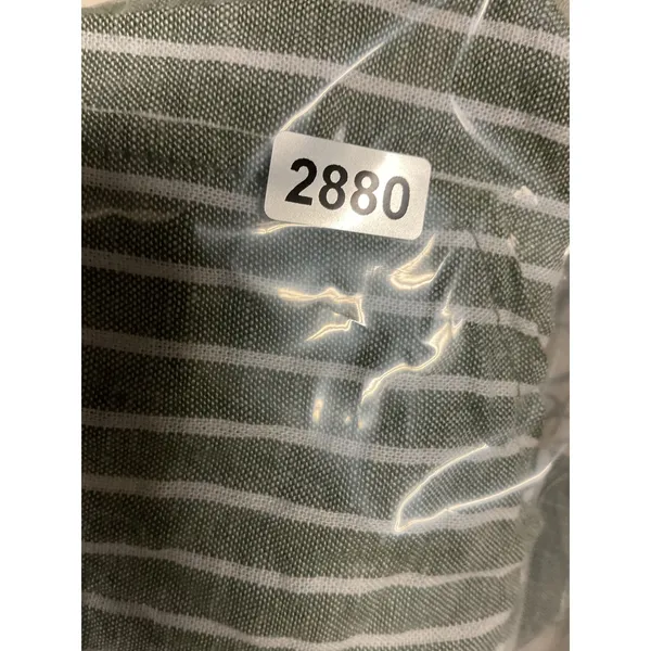 Zara Women Button Down Shirt Olive Green White Striped Cuffed Sleeve Size XS - Image 4