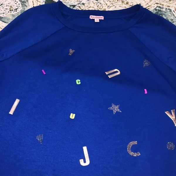 Juicy Couture size XLarge Royal blue cozy spellout sweatshirt - Image 6