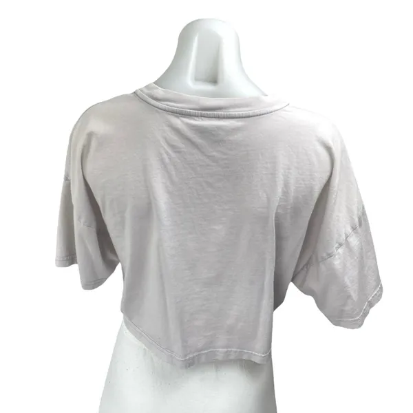 Aritzia TNA Women's Gray Knit Short Sleeve Crew Neck Crop Tee T-Shirt Top Size L - Image 2