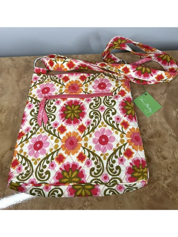 NWT Vera Bradley Folkloric Hipster Crossbody Bag Quilted Floral Pink Orange - Image 2