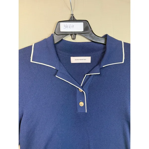 Aldomartins Navy Polo With White Trim Large - Image 3