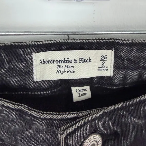 Abercrombie &‎ Fitch The Mom High Rise Jean Curve Love Black Denim Size 26/2 - Image 5