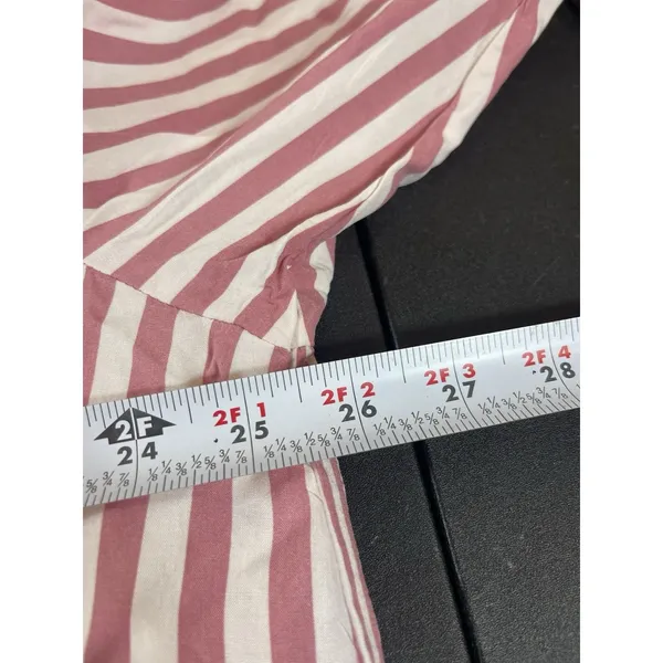 Jane & Delancey Womens 2X Pink White Striped Rayon Blouse Roll Tab High Low Top - Image 11