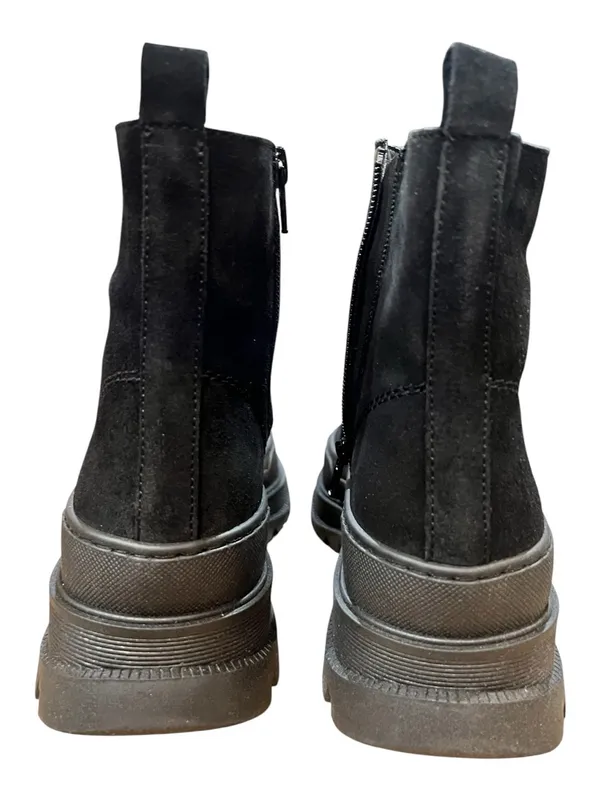 HEE Black Suede Lace-Up Combat Boots Leather Lug Sole Made in Spain NIB EU 37 - Image 6
