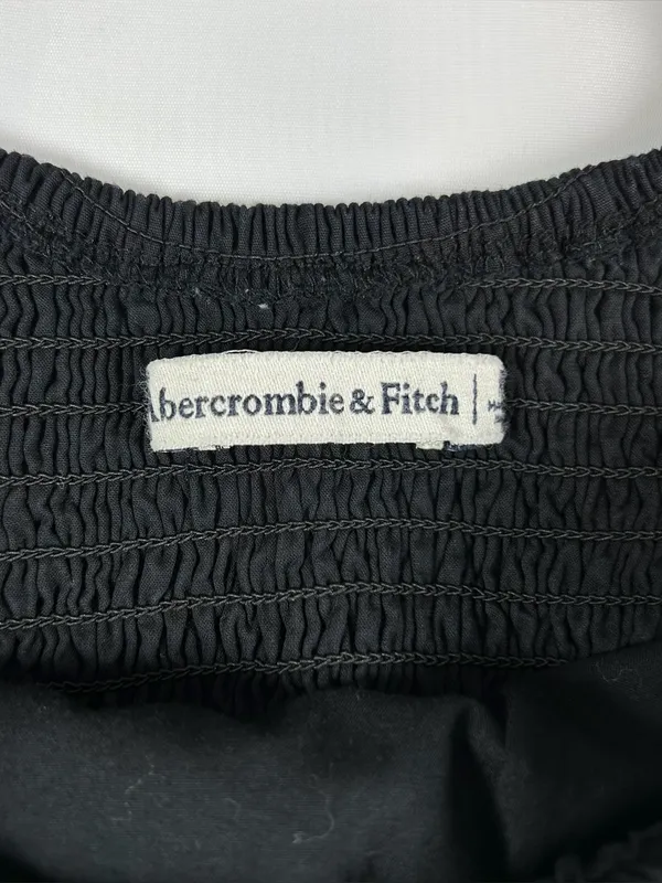 Abercrombie & Fitch Black Ruched Puff Sleeve Mini Dress Women's Size Medium - Image 5