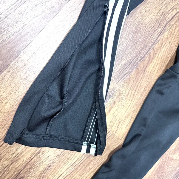 Adidas Tapered Joggers Black Trio Sweatpants Ankle Zip Climacool Track Pants XS - Image 3