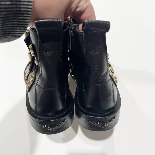 Zadig Voltaire Laureen Buckle Leather Studded Ankle Boot Black Size 36 US 5 - Image 7