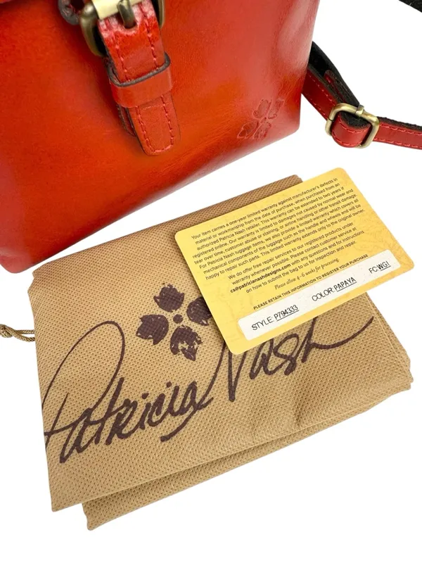 Patricia Nash Small Vatoni Convertible Leather‎ Backpack Papaya Red Leather - Image 11