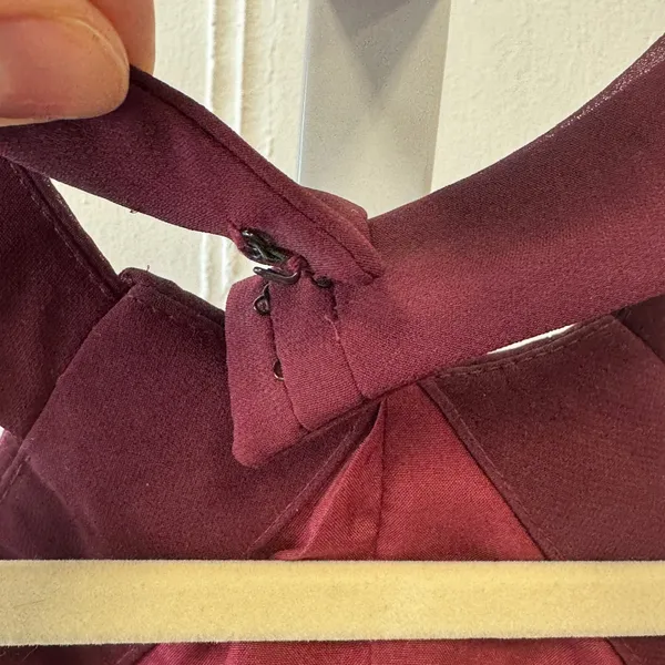 Bill Levkoff Burgundy Halter‎ Pleated Chiffon Bridesmaid Formal Gown Dress 8 - Image 6