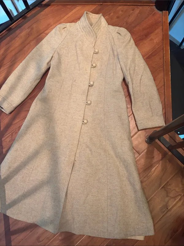 Non Signe Wool Blend Long Toggle Coat in Creme Tan Size M - Image 9
