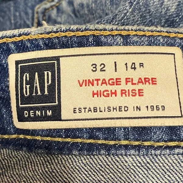 GAP Vintage Flare Women's Blue High Waist Distressed Denim Jeans Pants Size 32 - Image 4