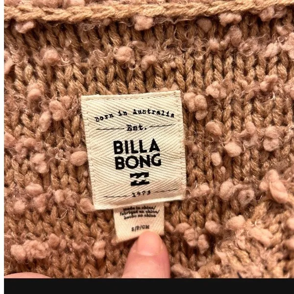 Billabong Womens Furget Me Not Mauve Popcorn Knit Off Shoulder Slouchy Sweater S - Image 4