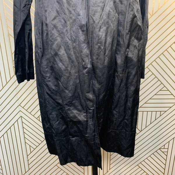 Eileen Fisher Crinkle‎ Black Sheen Overcoat Jacket - Image 2