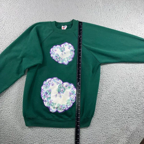 Vintage Hanes Sweatshirt Women XL Floral Heart Graphic Grandma Retro 80s 90s Y2K - Image 5