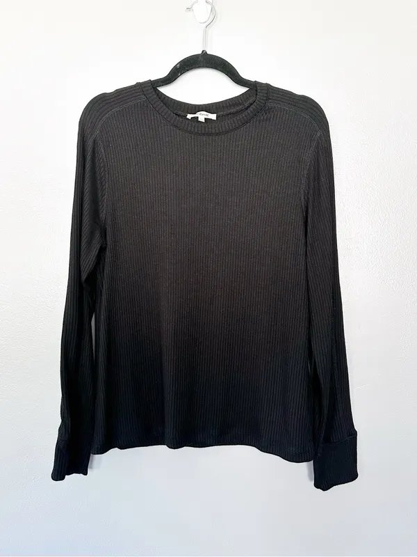 Madewell Ribbed Fitted Crewneck Long-Sleeve Top Size XXL - Image 6